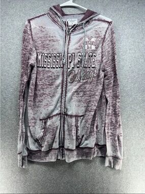 J. America Maroon Heathered Mississippi State Bulldogs Zip Hoodie